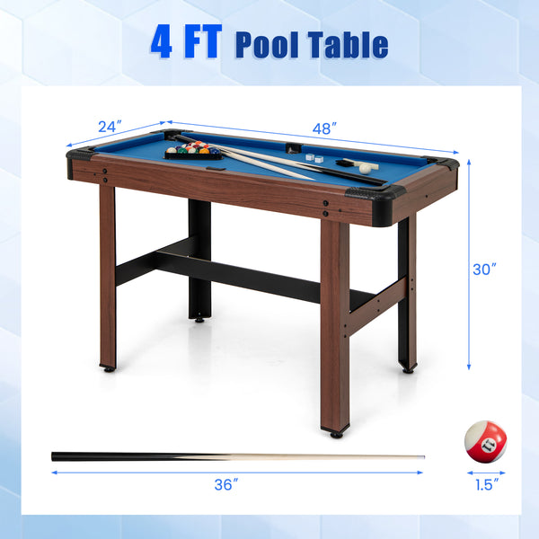 Pool Wooden Game Table with Full Set of Ballsfor Kids and Adults