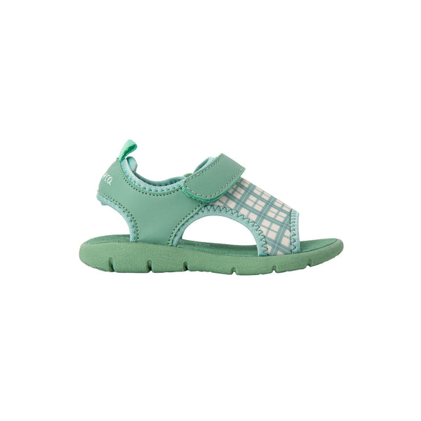 Baby Play Sandal in Fern Plaid, stylish and comfortable footwear for little ones, shown at angle 6.