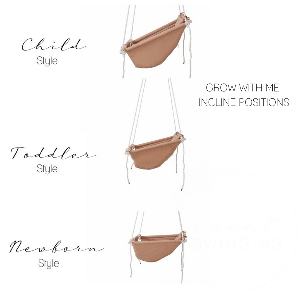 "Grow With Me Peppercorn swing for babies, designed for comfort and safety, perfect for soothing little ones."