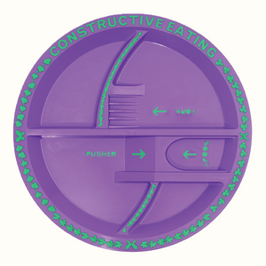 Baby utensil and plate combo set for easy feeding, designed for little hands and mealtime fun. Angle 6 view.