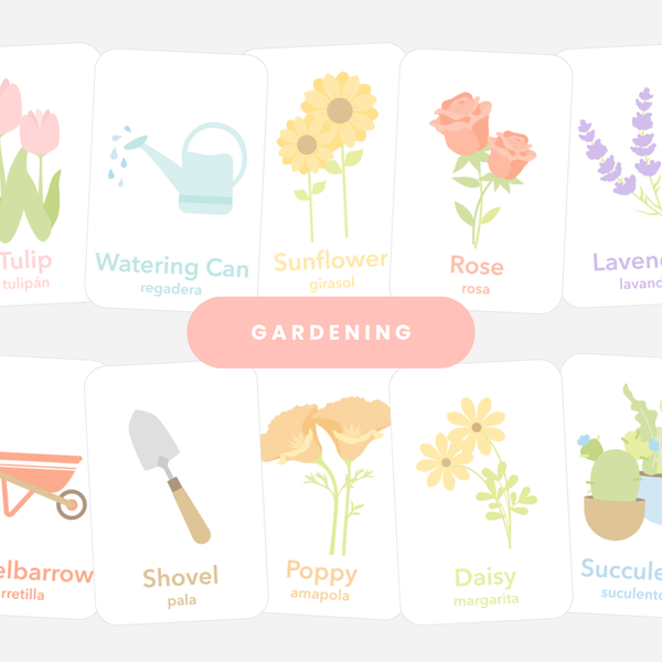 Colorful Flower Garden Flashcards for imaginative play and learning in babies and toddlers.