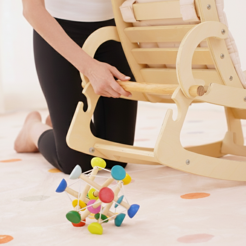 Adjustable Hemlock Baby Rocker for indoor comfort and soothing relaxation.