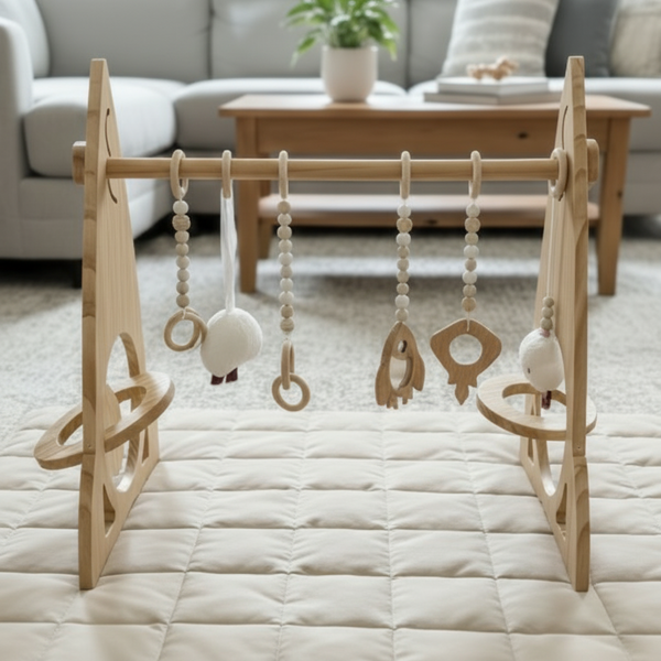 Rocket Wooden Baby Gym – Modern Montessori-Inspired Infant Play Arch