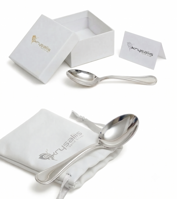 Classic Sterling Silver Baby Feeding Spoon by Krysaliis