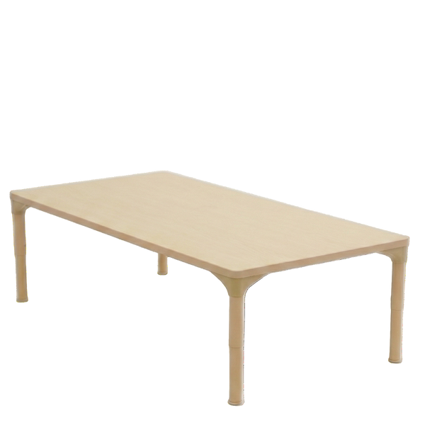 Adjustable kids table for toddlers, 13" to 17" height, perfect for preschool classroom activities. Angle view.