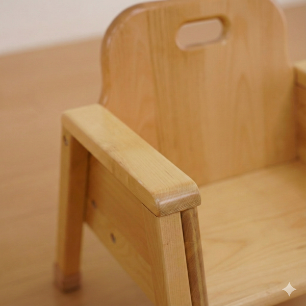 Toddler chair with 6" seat height, angled view showcasing its design and comfort for young children.