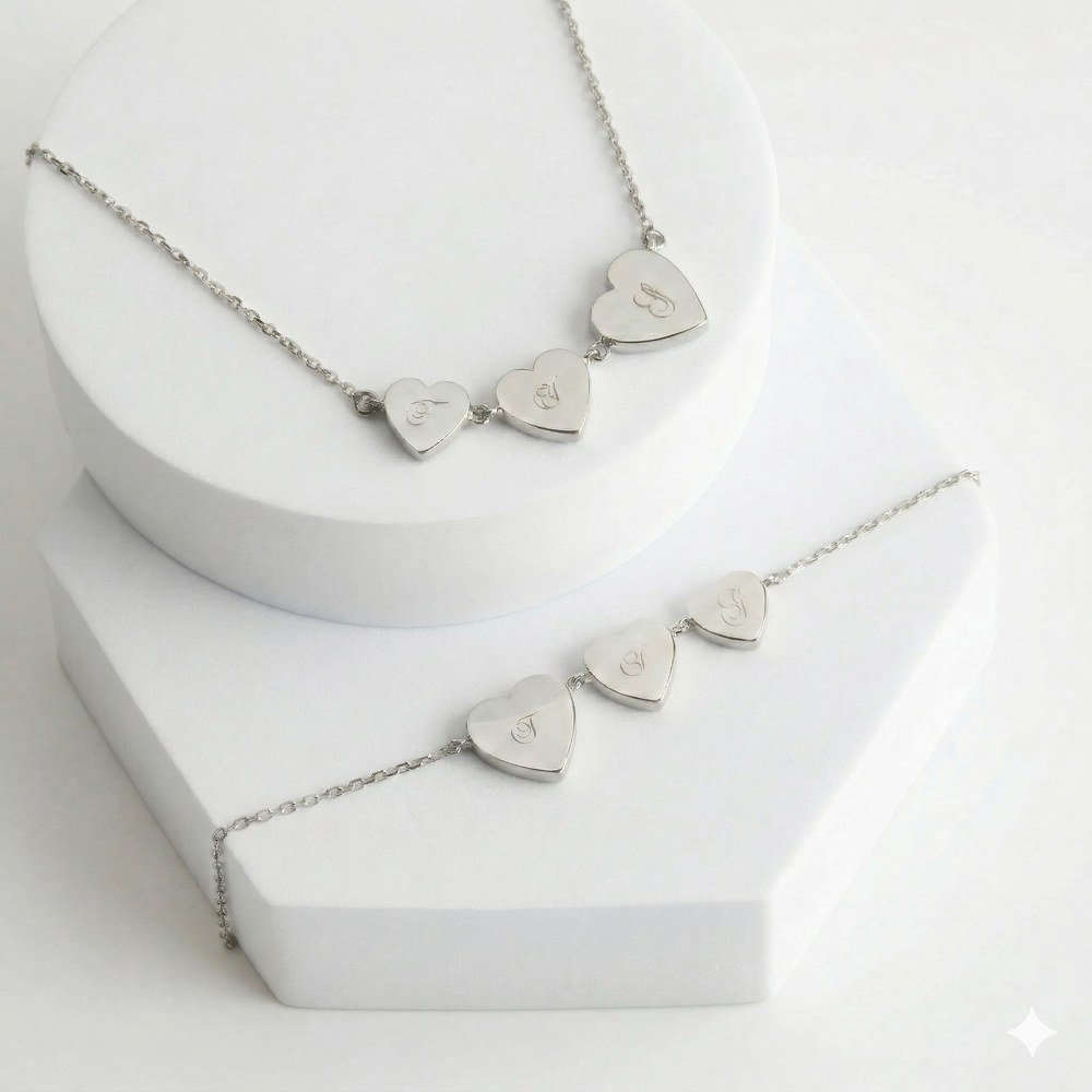 Mysha Personalized Triple Serenade Heart Pendant