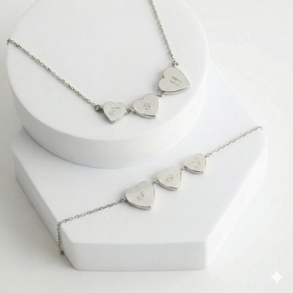 Mysha Personalized Triple Serenade Heart Pendant