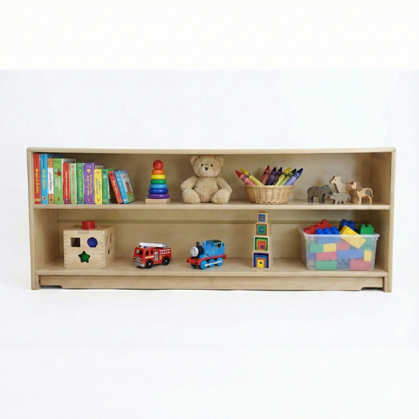 Montessori Classroom Shelf - 5' x 24" - Closed Back for safe and organized baby learning environments.