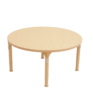 Round Adjustable Kids Table for Classroom & Daycare, 36" Diameter, Height 17"-25", Ideal for Montessori Activities.