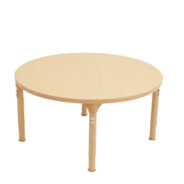 Round Adjustable Kids Table for Classroom & Daycare, 36" Diameter, Height 17"-25", Ideal for Montessori Activities.