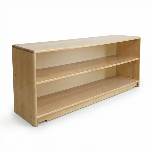Montessori Classroom Shelf - 5' x 24" - Closed Back, angled view showcasing safe, organized storage for children's learning.