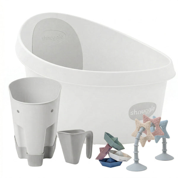 Shnuggle Splash & Play Bundle: Toddler Bath & Accessories Bundle - 5-Piece Set for Fun & Safe Bath Times