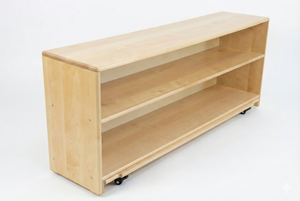 Montessori Classroom Shelf - 5' x 24" - Closed Back, showcasing safe and organized storage for baby essentials.