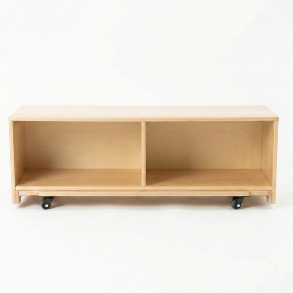 Montessori Classroom Shelf - 4' x 16" - Closed Back, showcasing stylish storage solutions for children's learning spaces.