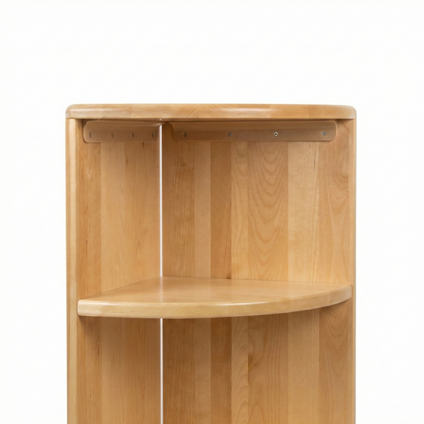 Montessori Classroom Corner Shelf - 32" tall, perfect storage solution for baby toys and books in any nursery.