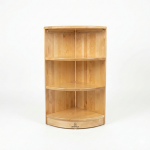 Montessori Classroom Corner Shelf - 32" tall, perfect storage solution for baby toys and books, shown from angle 2.