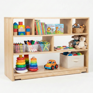 Montessori Classroom Shelf 4' x 32" - Open Back, ideal storage solution for educational spaces and playrooms.