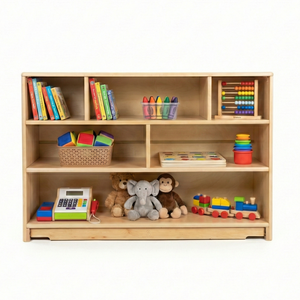 Montessori Classroom Shelf - 4' x 32" - Closed Back, ideal storage solution for children's learning environments.