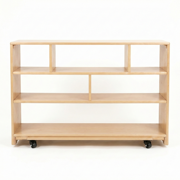 Montessori Classroom Shelf - 4' x 32" - Open Back, showcasing storage solutions for children's learning spaces.