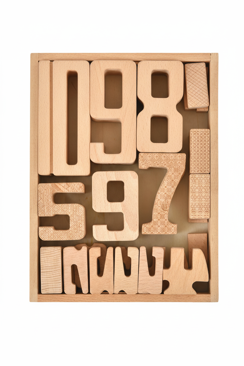 Montessori Wooden Number Height Blocks - Self-Correcting Math Learning Set for indoor play and education.