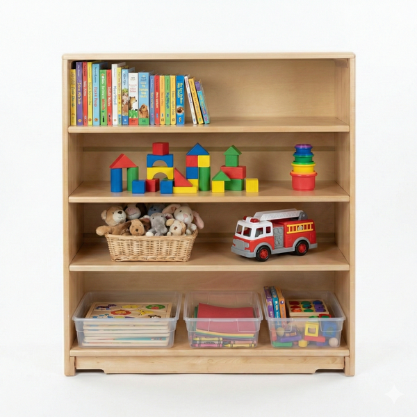 Montessori Classroom Shelf - 3' x 40" - Closed Back, ideal storage solution for baby and toddler learning environments.
