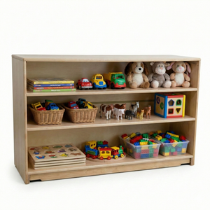 Montessori Classroom Shelf - 5' x 32", closed back, ideal for organizing children's learning materials and toys.