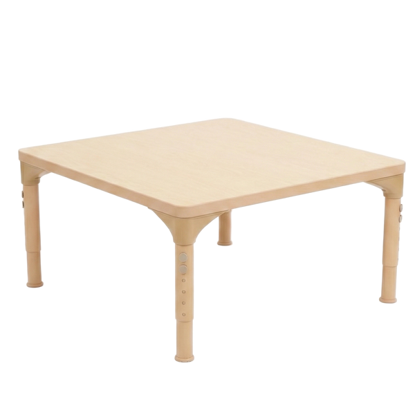 Square adjustable kids table for preschool and daycare, height 13" to 17", perfect for activities and play.