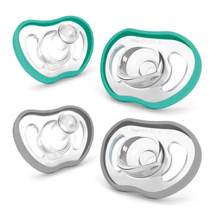 Active Flexy Pacifier for 4 months+, angled view showcasing its flexible design and soothing features for babies.