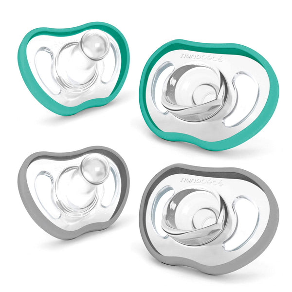 Active Flexy Pacifier for 4 months+, angled view showcasing its flexible design and soothing features for babies.