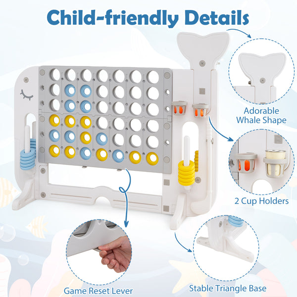 Giant 4-to-Score Game Set Jumbo Connect Four Game with Ring-toss