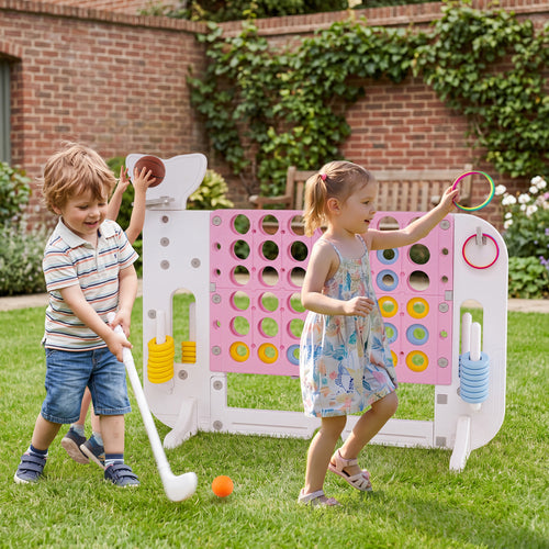 Giant 4-to-Score Game Set Jumbo 4-in-a-Row Game with Ring-toss and Portable Bag