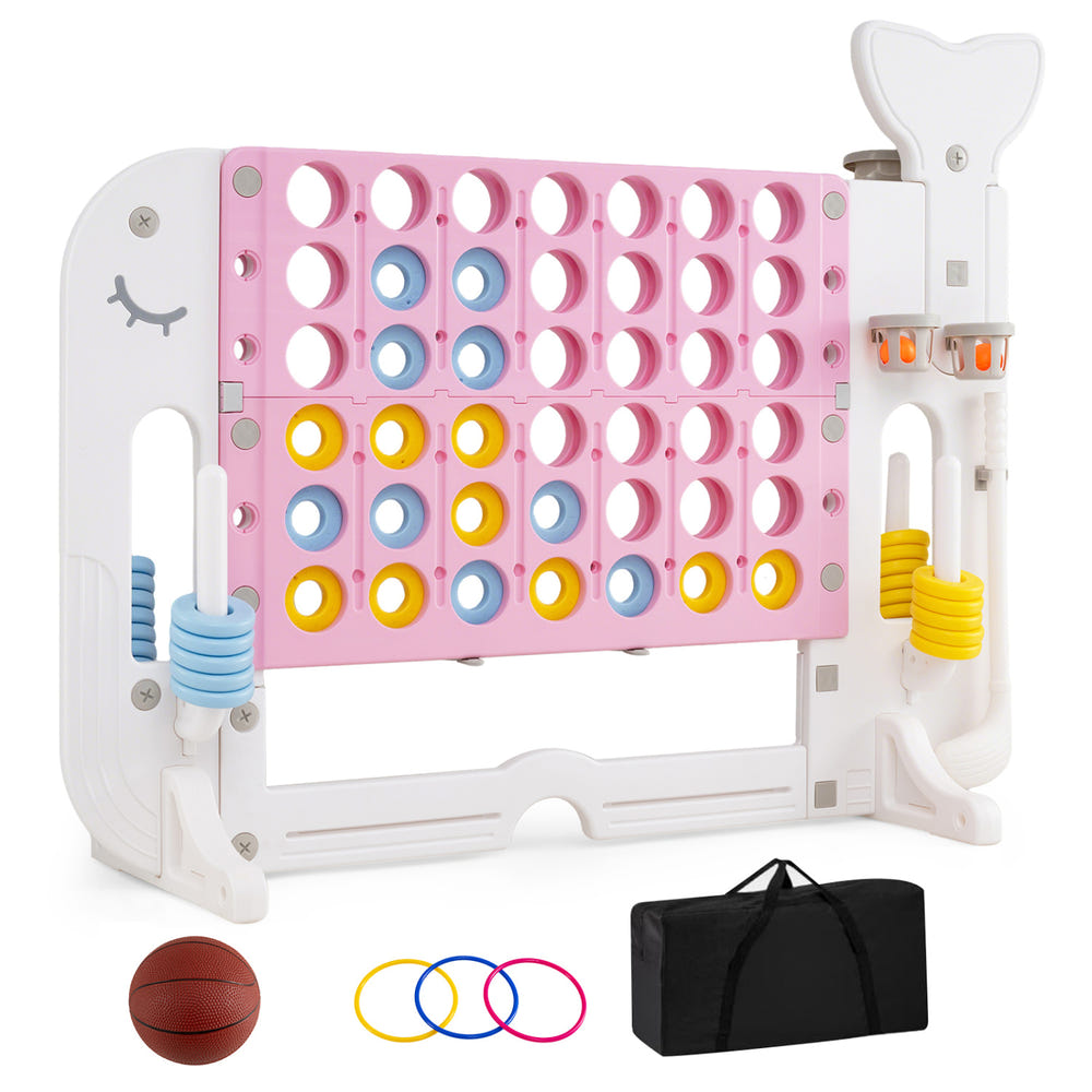 Giant 4-to-Score Game Set Jumbo 4-in-a-Row Game with Ring-toss and Portable Bag