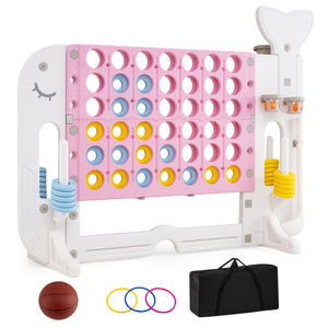 Giant 4-to-Score Game Set Jumbo 4-in-a-Row Game with Ring-toss and Portable Bag