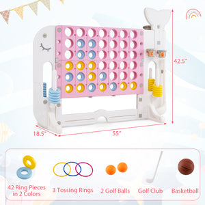 Giant 4-to-Score Game Set Jumbo 4-in-a-Row Game with Ring-toss and Portable Bag