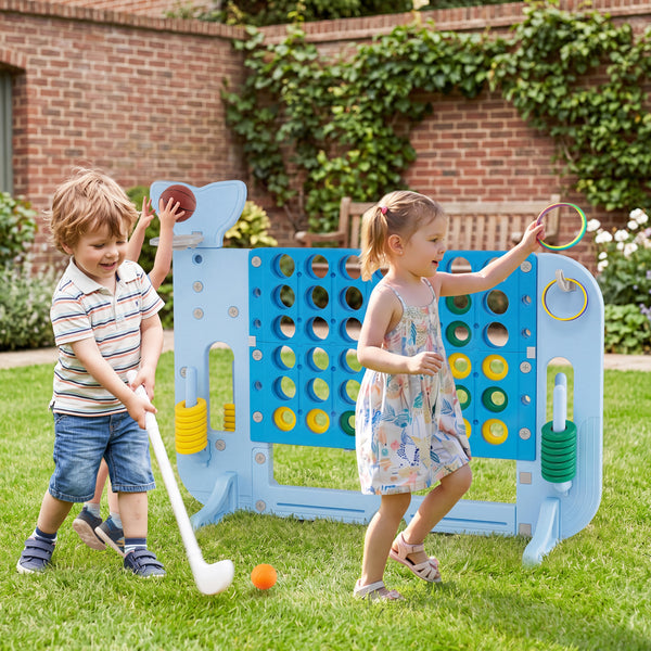 Giant 4-to-Score Game Set Jumbo 4-in-a-Row Game with Ring-toss and Portable Bag