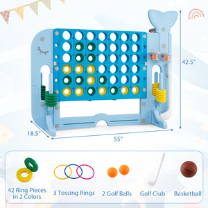 Giant 4-to-Score Game Set Jumbo 4-in-a-Row Game with Ring-toss and Portable Bag