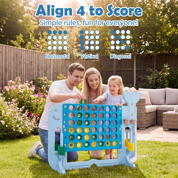 Giant 4-to-Score Game Set Jumbo 4-in-a-Row Game with Ring-toss and Portable Bag