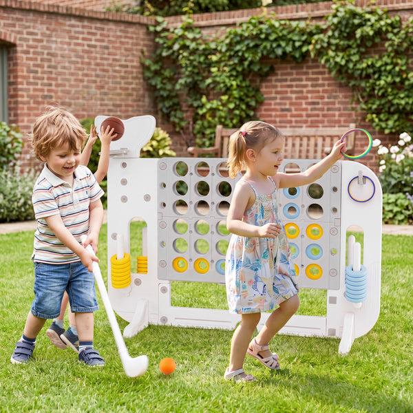 Giant 4-to-Score Game Set Jumbo 4-in-a-Row Game with Ring-toss and Portable Bag