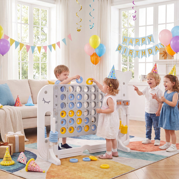 Giant 4-to-Score Game Set Jumbo 4-in-a-Row Game with Ring-toss and Portable Bag