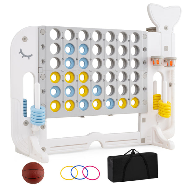 Giant 4-to-Score Game Set Jumbo 4-in-a-Row Game with Ring-toss and Portable Bag