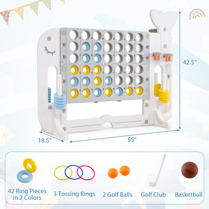 Giant 4-to-Score Game Set Jumbo 4-in-a-Row Game with Ring-toss and Portable Bag