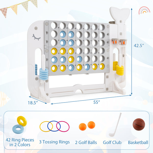Giant 4-to-Score Game Set Jumbo 4-in-a-Row Game with Ring-toss and Portable Bag