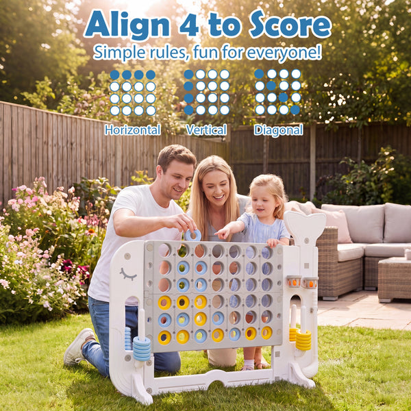 Giant 4-to-Score Game Set Jumbo 4-in-a-Row Game with Ring-toss and Portable Bag