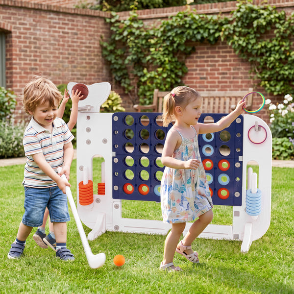 Giant 4-to-Score Game Set Jumbo 4-in-a-Row Game with Ring-toss and Portable Bag