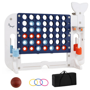 Giant 4-to-Score Game Set Jumbo 4-in-a-Row Game with Ring-toss and Portable Bag
