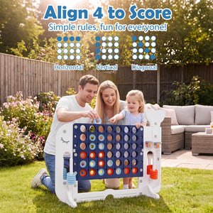 Giant 4-to-Score Game Set Jumbo 4-in-a-Row Game with Ring-toss and Portable Bag