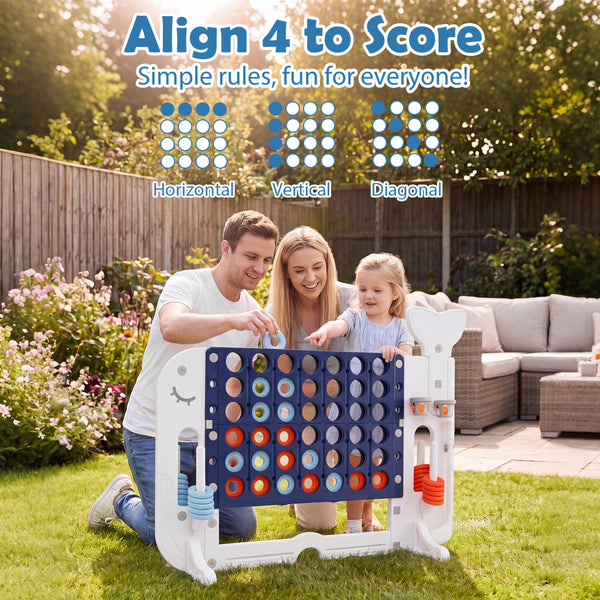 Giant 4-to-Score Game Set Jumbo 4-in-a-Row Game with Ring-toss and Portable Bag