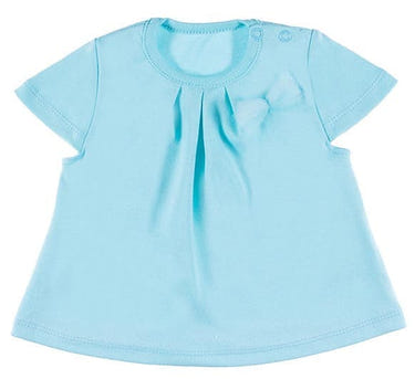 Girls turquoise summer shirt, perfect for warm weather outfits.