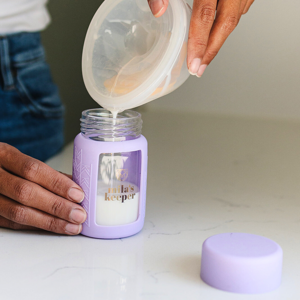 MilKeeper Starter Set in Lavender Fields - Breast Milk Storage Containers, Angle 4 view.